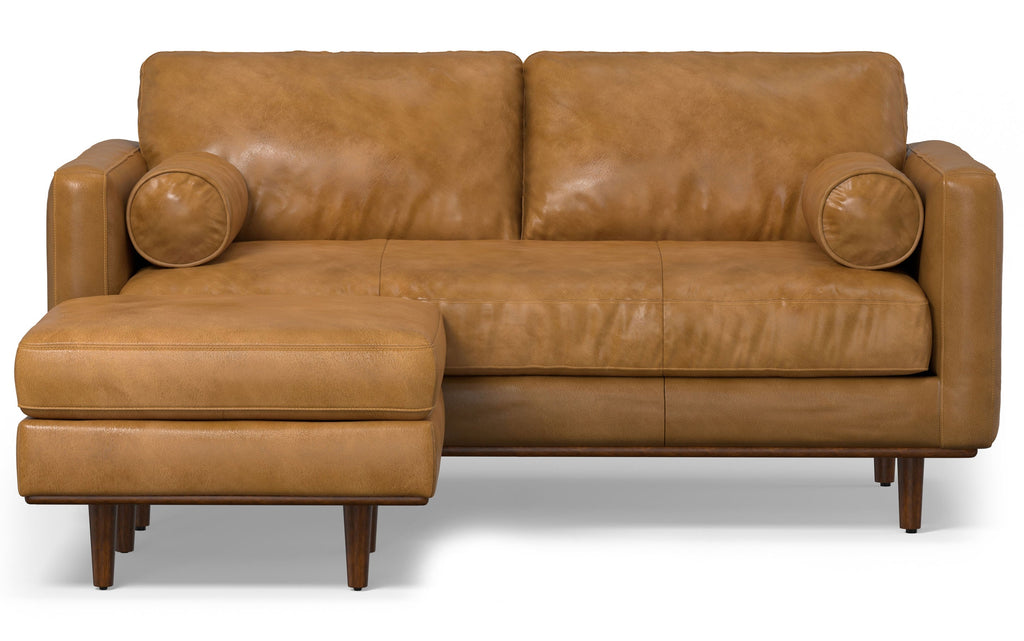 Morrison 72-inch Sofa and Ottoman Set in Genuine Leather