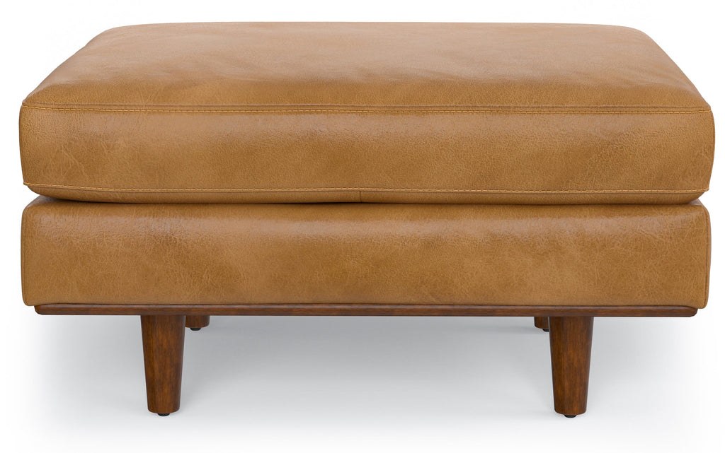 Morrison 72-inch Sofa and Ottoman Set in Genuine Leather