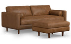 Morrison 89-inch Sofa and Ottoman Set in Genuine Leather