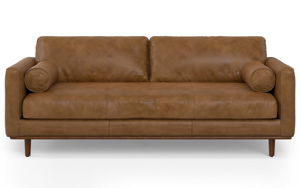 Morrison 89-inch Sofa and Ottoman Set in Genuine Leather