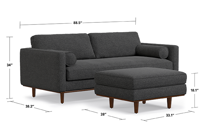Morrison 89-inch Sofa and Ottoman Set in Woven-Blend Fabric