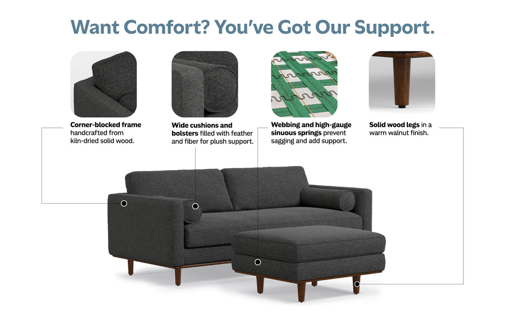 Morrison 89-inch Sofa and Ottoman Set in Woven-Blend Fabric