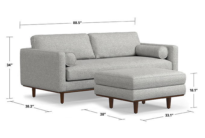 Morrison 89-inch Sofa and Ottoman Set in Woven-Blend Fabric