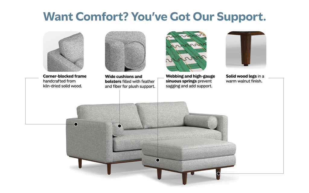 Morrison 89-inch Sofa and Ottoman Set in Woven-Blend Fabric