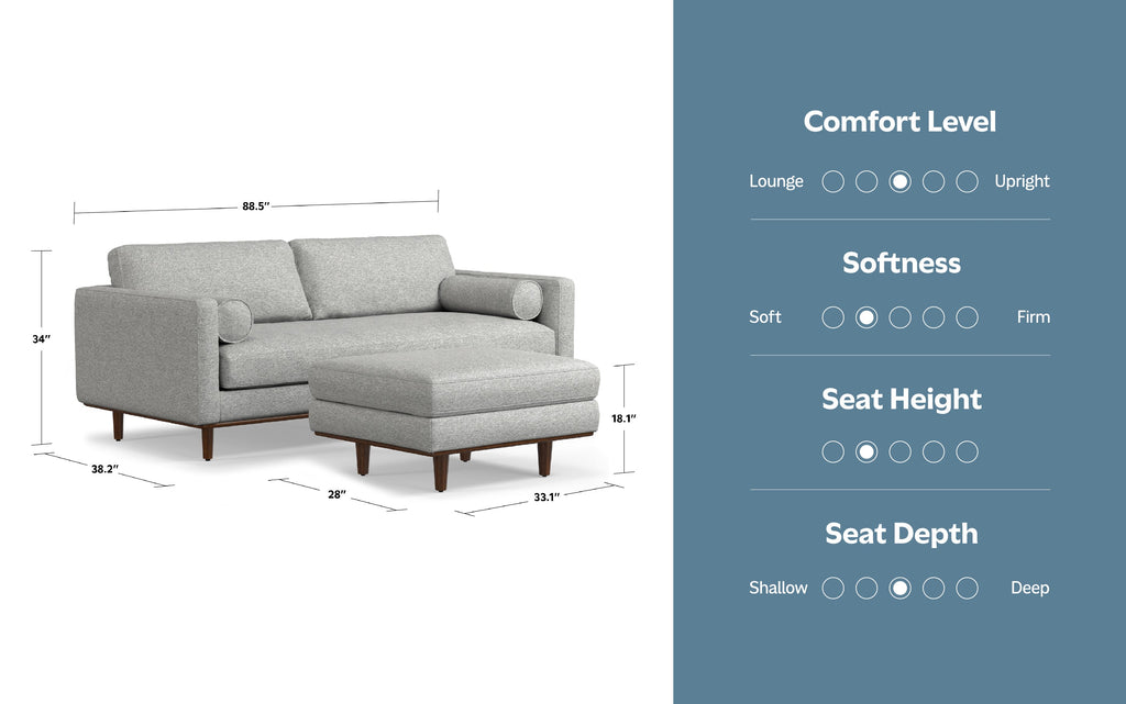 Morrison 89-inch Sofa and Ottoman Set in Woven-Blend Fabric