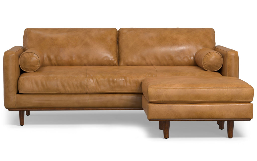 Morrison 89-inch Sofa and Ottoman Set in Genuine Leather