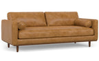 Morrison 89-inch Sofa and Ottoman Set in Genuine Leather