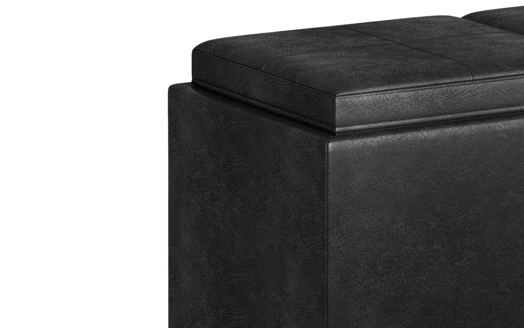 Avalon 5 Pc Storage Ottoman in Distressed Vegan Leather