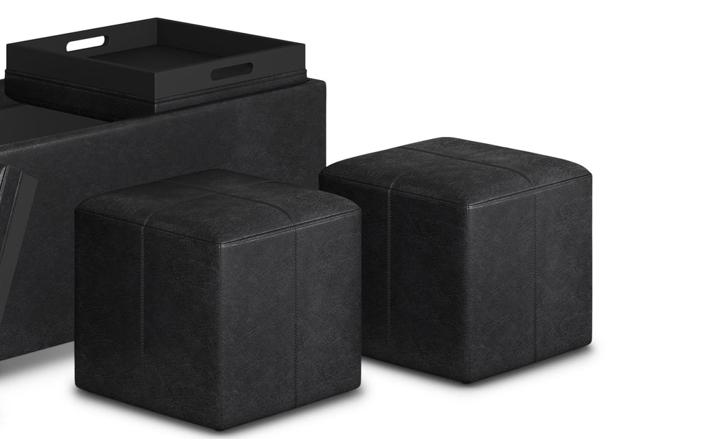 Avalon 5 Pc Storage Ottoman in Distressed Vegan Leather