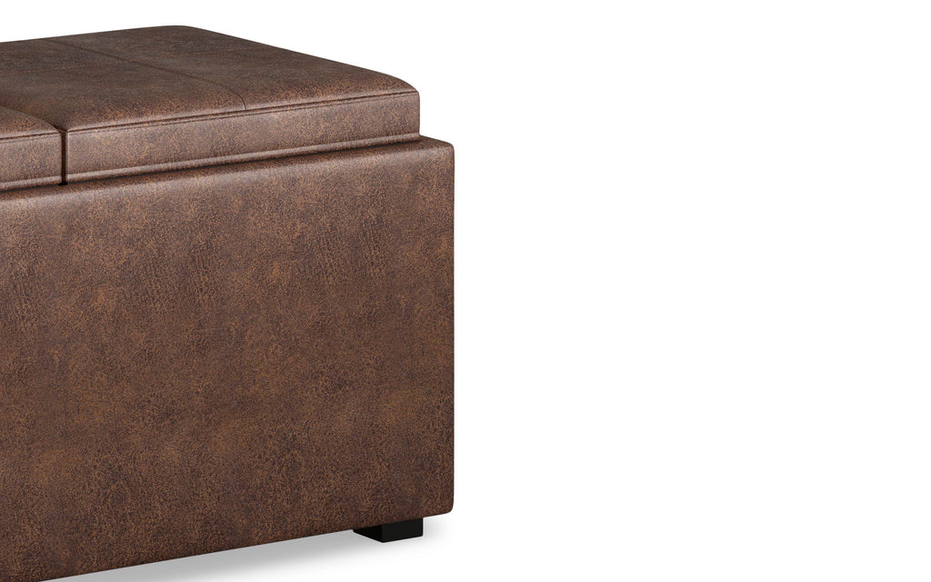 Avalon 5 Pc Storage Ottoman in Distressed Vegan Leather