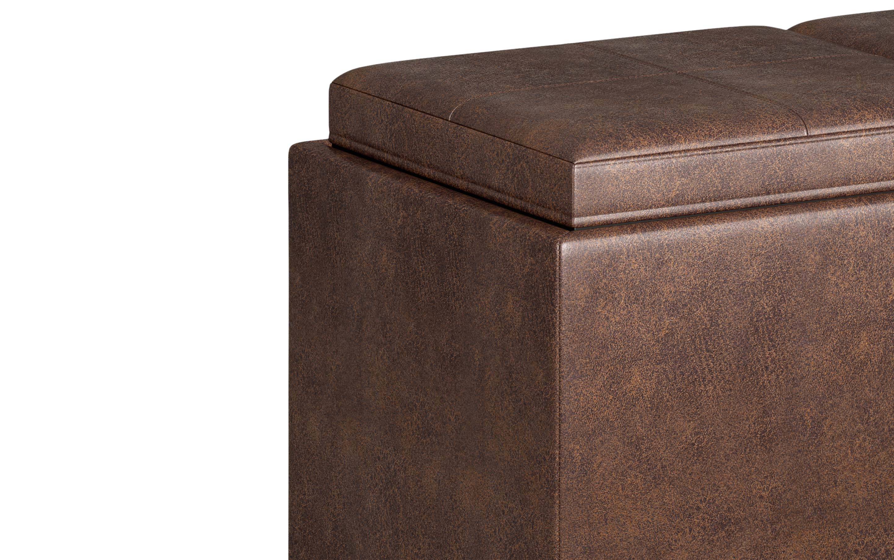 Avalon 5 Pc Storage Ottoman in Distressed Vegan Leather