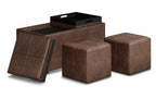Avalon 5 Pc Storage Ottoman in Distressed Vegan Leather