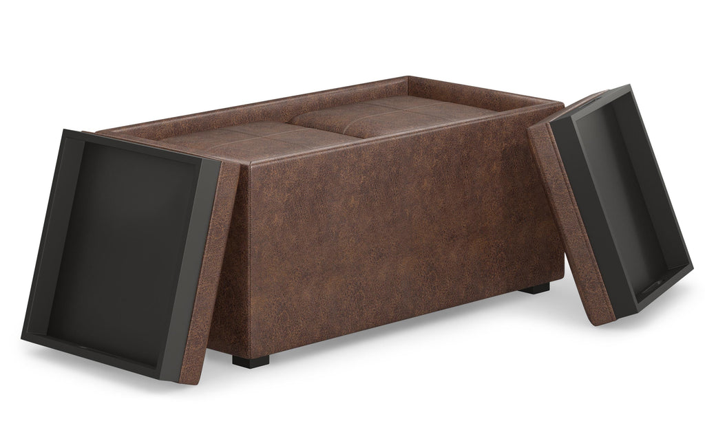 Avalon 5 Pc Storage Ottoman in Distressed Vegan Leather