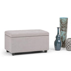 Cosmopolitan Storage Ottoman in Linen