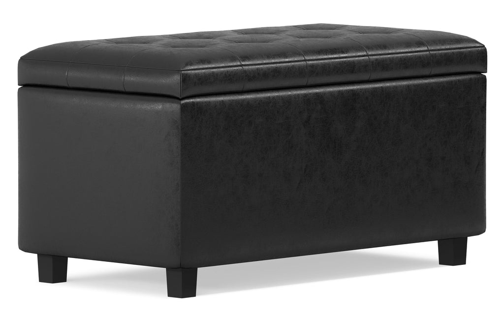 Cosmopolitan Storage Ottoman in Distressed Vegan Leather