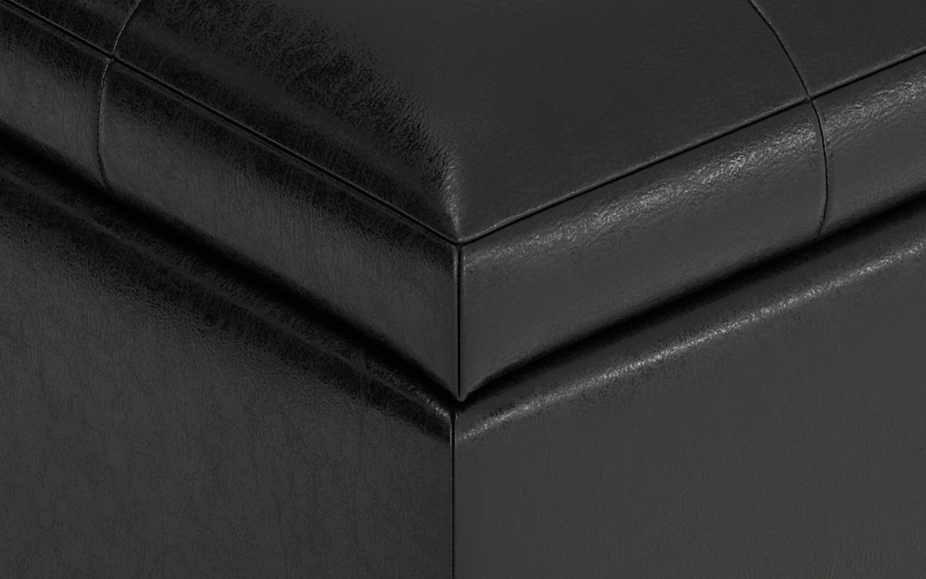 Cosmopolitan Storage Ottoman in Distressed Vegan Leather