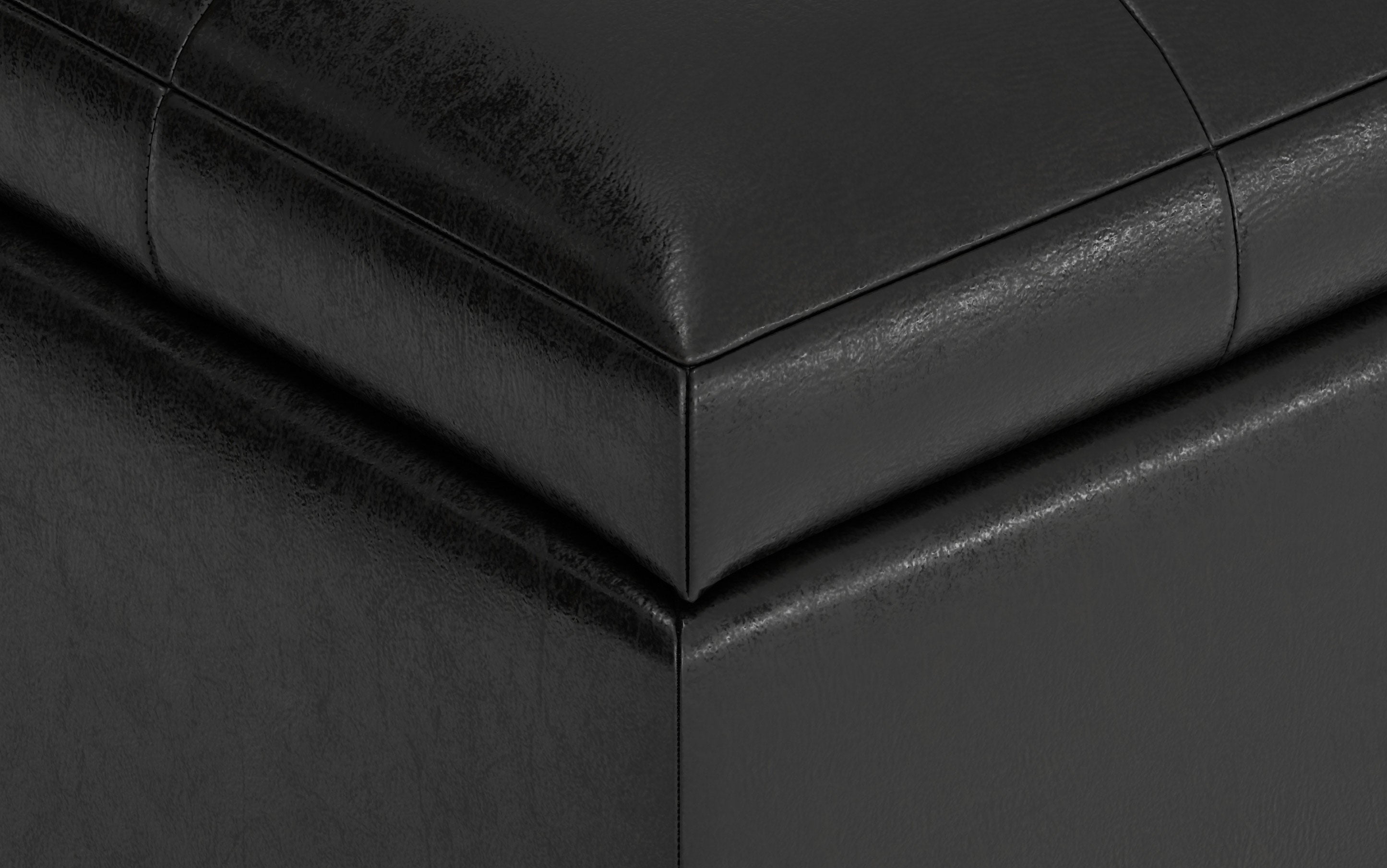 Cosmopolitan Storage Ottoman in Distressed Vegan Leather