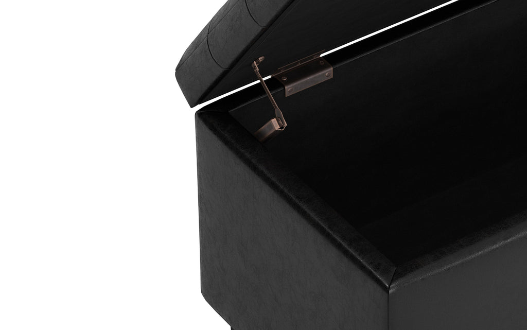 Cosmopolitan Storage Ottoman in Distressed Vegan Leather