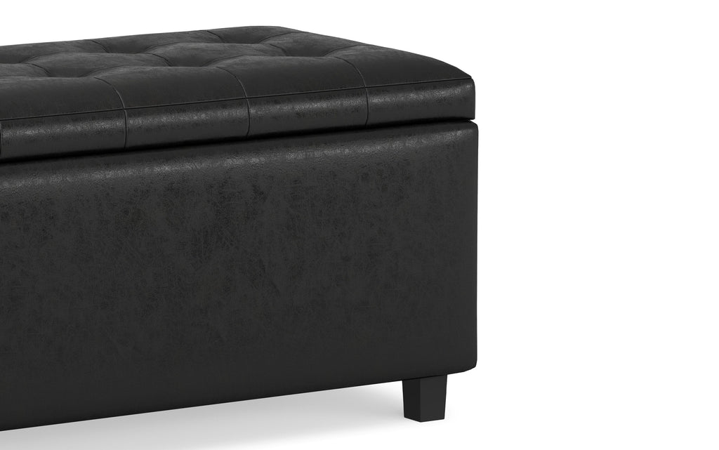 Cosmopolitan Storage Ottoman in Distressed Vegan Leather