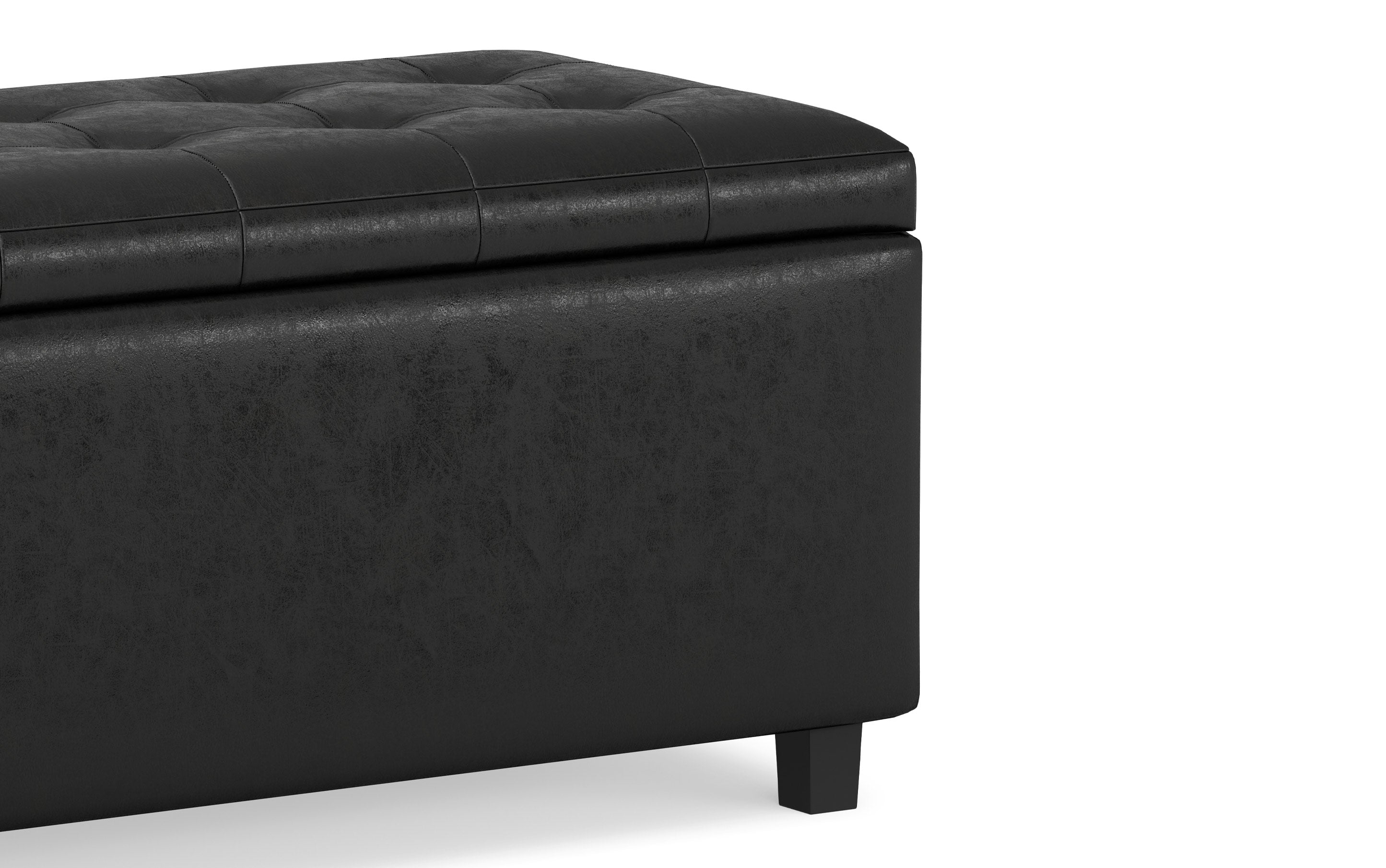Cosmopolitan Storage Ottoman in Distressed Vegan Leather
