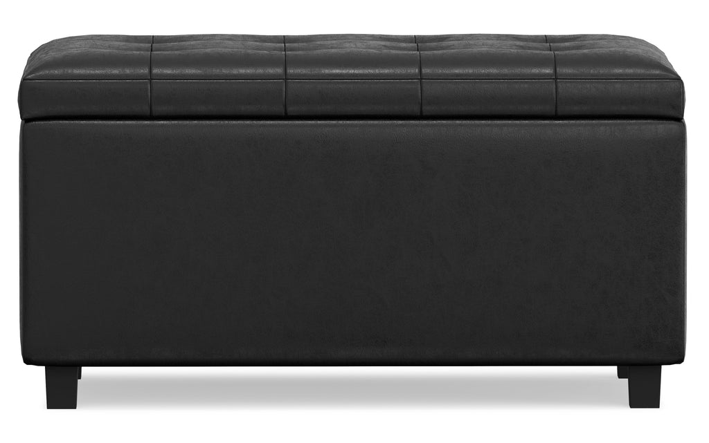 Cosmopolitan Storage Ottoman in Distressed Vegan Leather