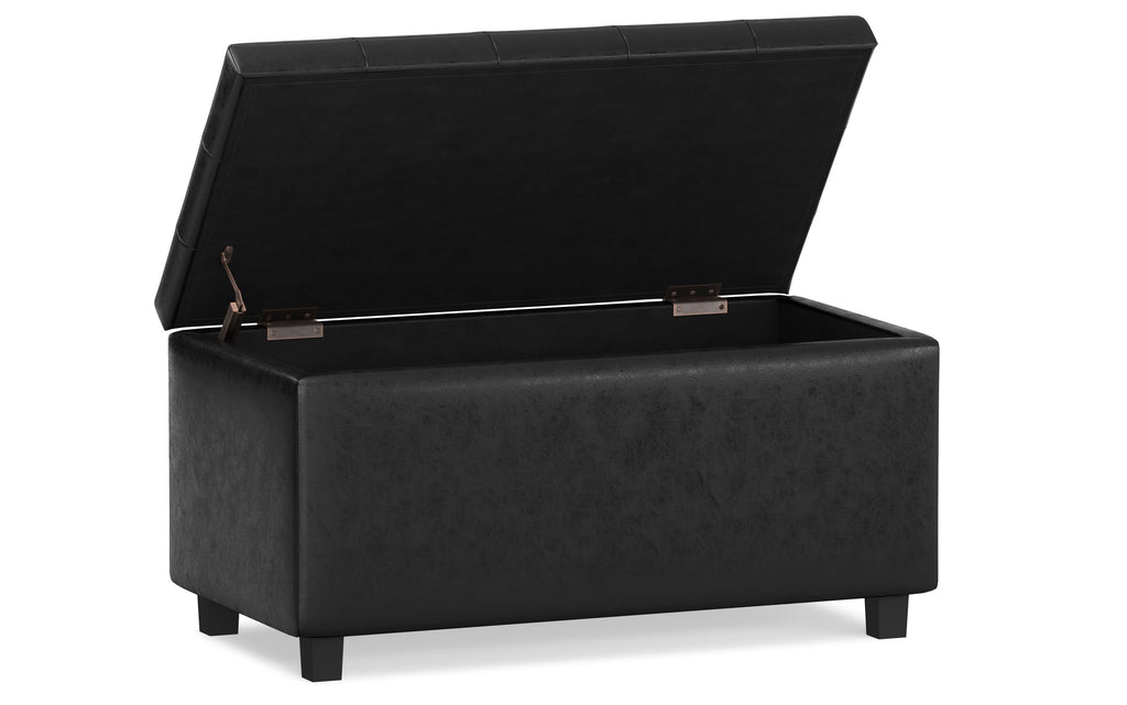 Cosmopolitan Storage Ottoman in Distressed Vegan Leather