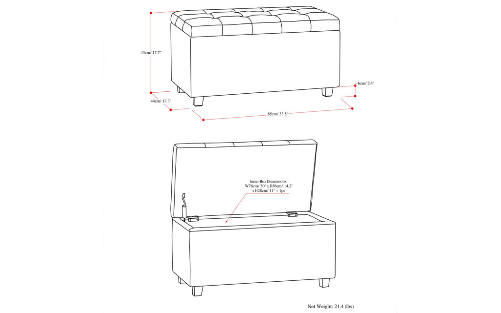 Cosmopolitan Storage Ottoman in Vegan Leather