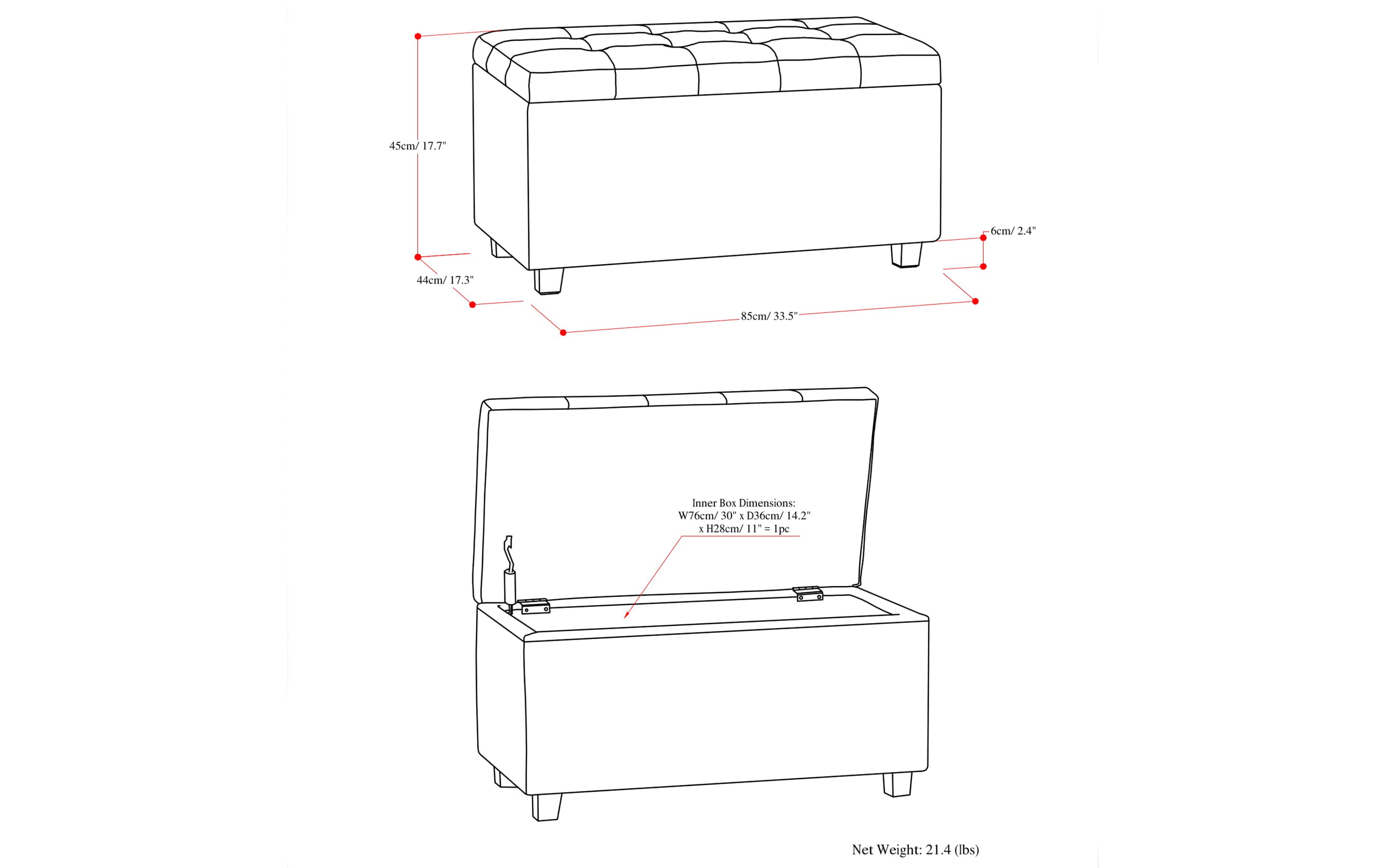 Cosmopolitan Storage Ottoman in Vegan Leather