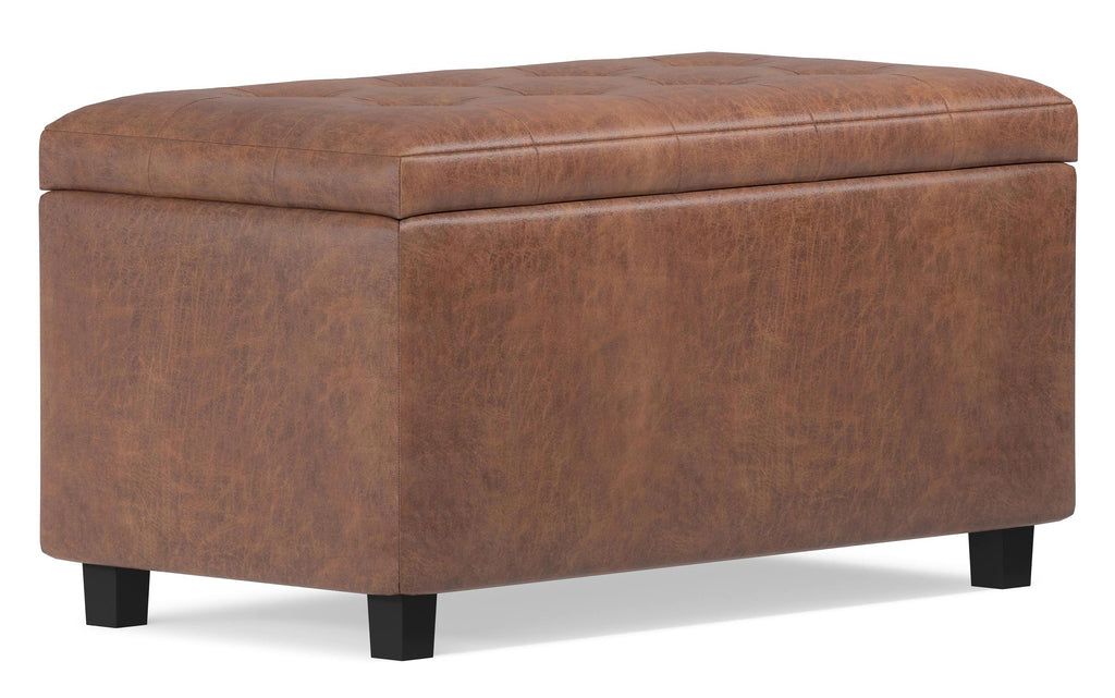 Cosmopolitan Storage Ottoman in Distressed Vegan Leather