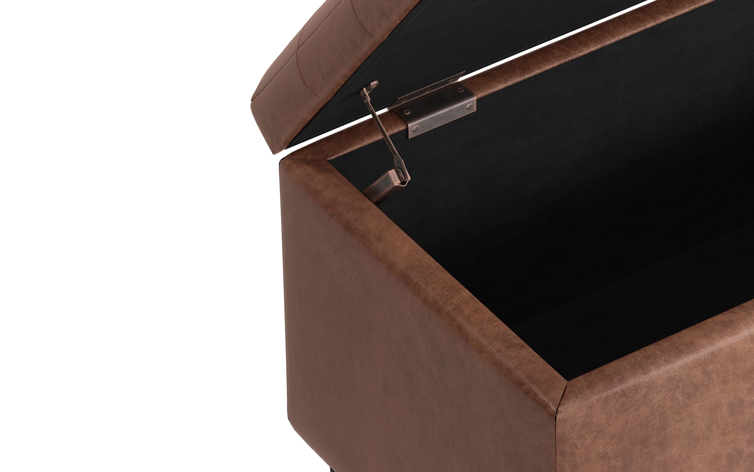 Cosmopolitan Storage Ottoman in Distressed Vegan Leather