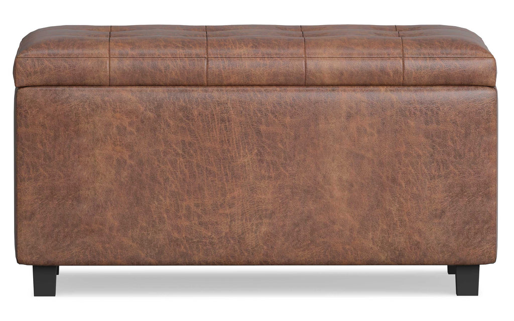 Cosmopolitan Storage Ottoman in Distressed Vegan Leather
