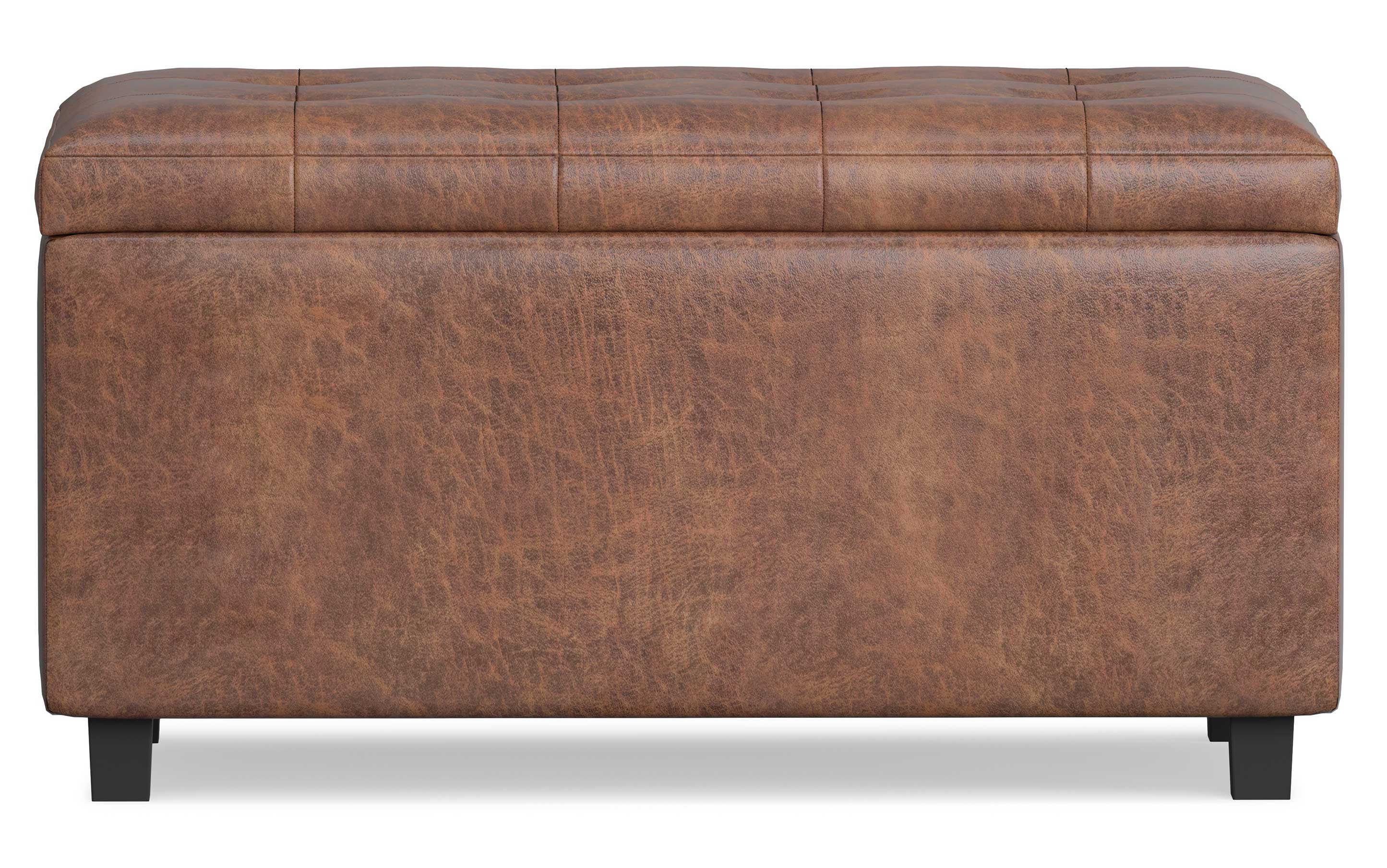 Cosmopolitan Storage Ottoman in Distressed Vegan Leather