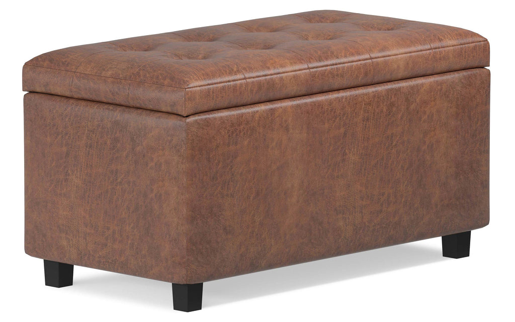 Cosmopolitan Storage Ottoman in Distressed Vegan Leather