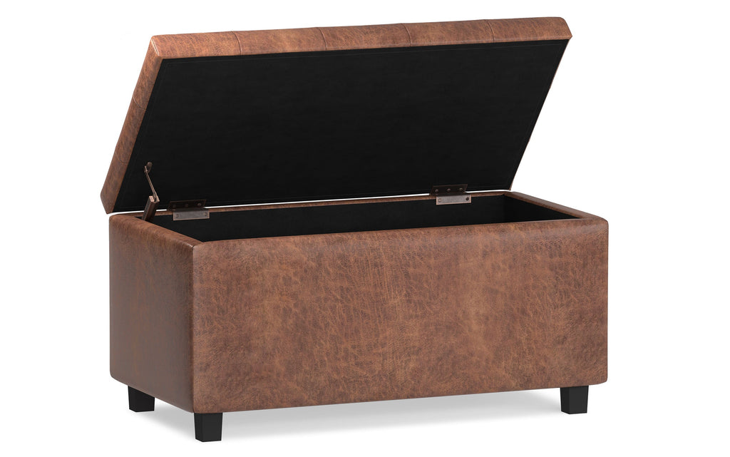 Cosmopolitan Storage Ottoman in Distressed Vegan Leather
