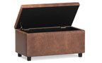 Cosmopolitan Storage Ottoman in Distressed Vegan Leather