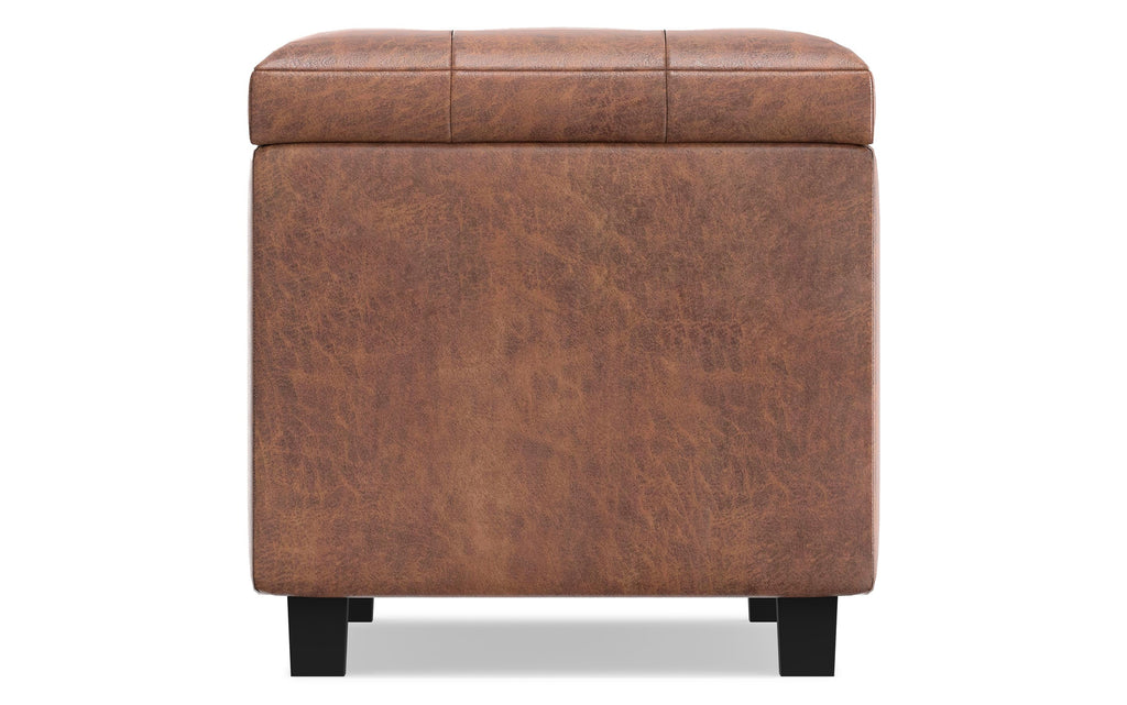 Cosmopolitan Storage Ottoman in Distressed Vegan Leather