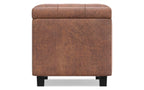 Cosmopolitan Storage Ottoman in Distressed Vegan Leather