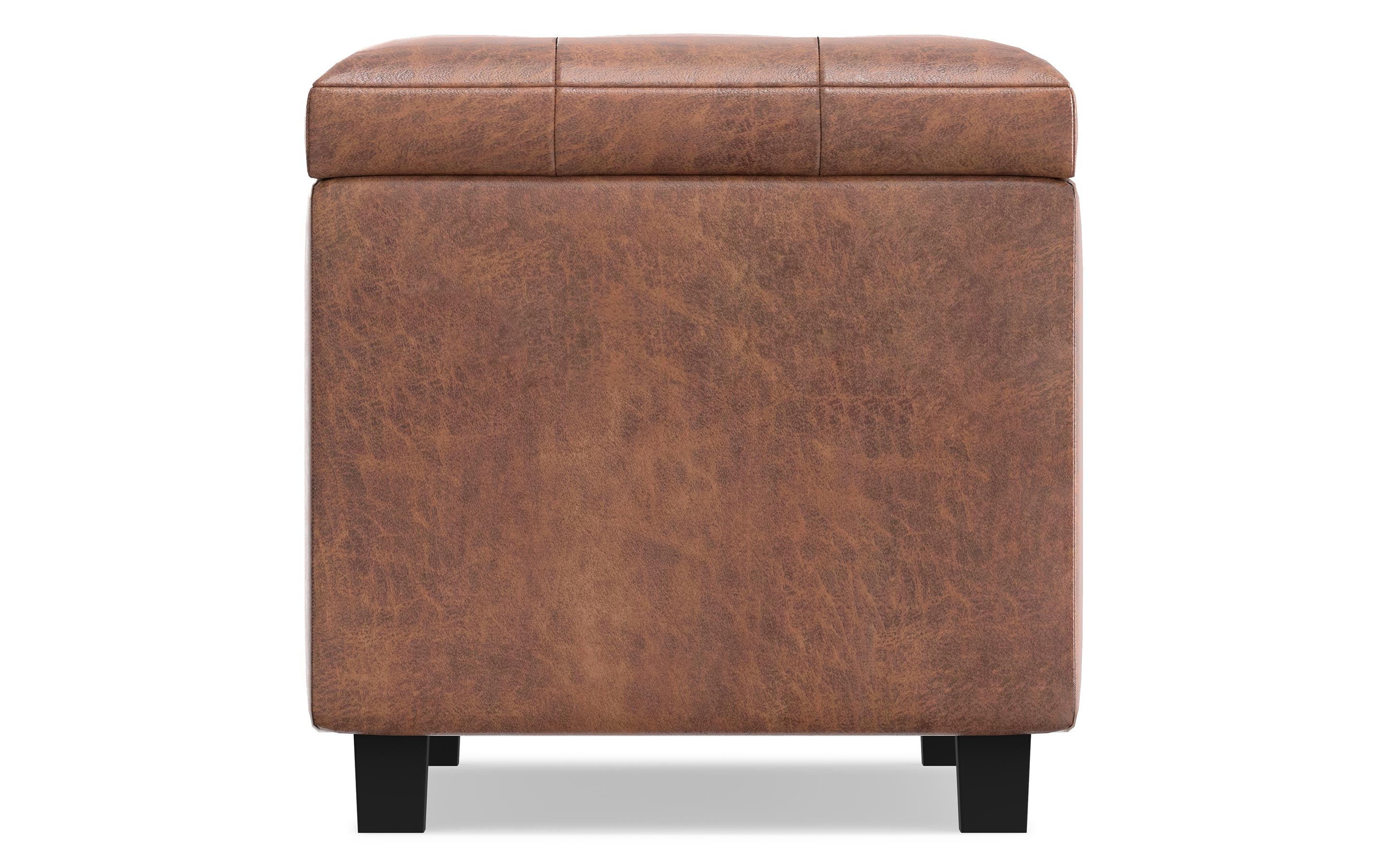 Cosmopolitan Storage Ottoman in Distressed Vegan Leather