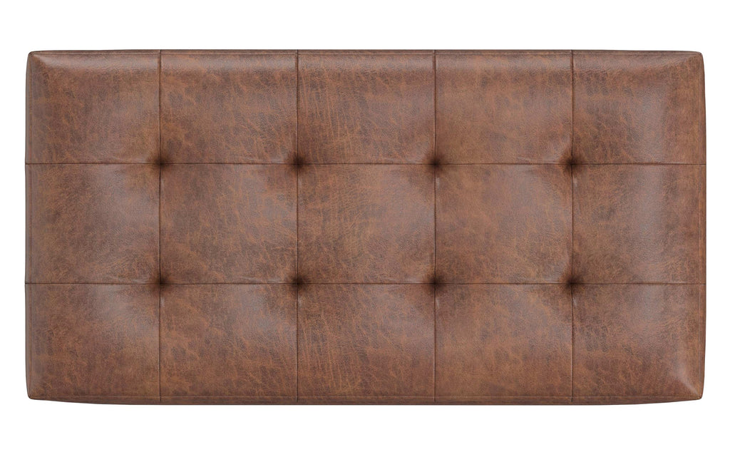 Cosmopolitan Storage Ottoman in Distressed Vegan Leather