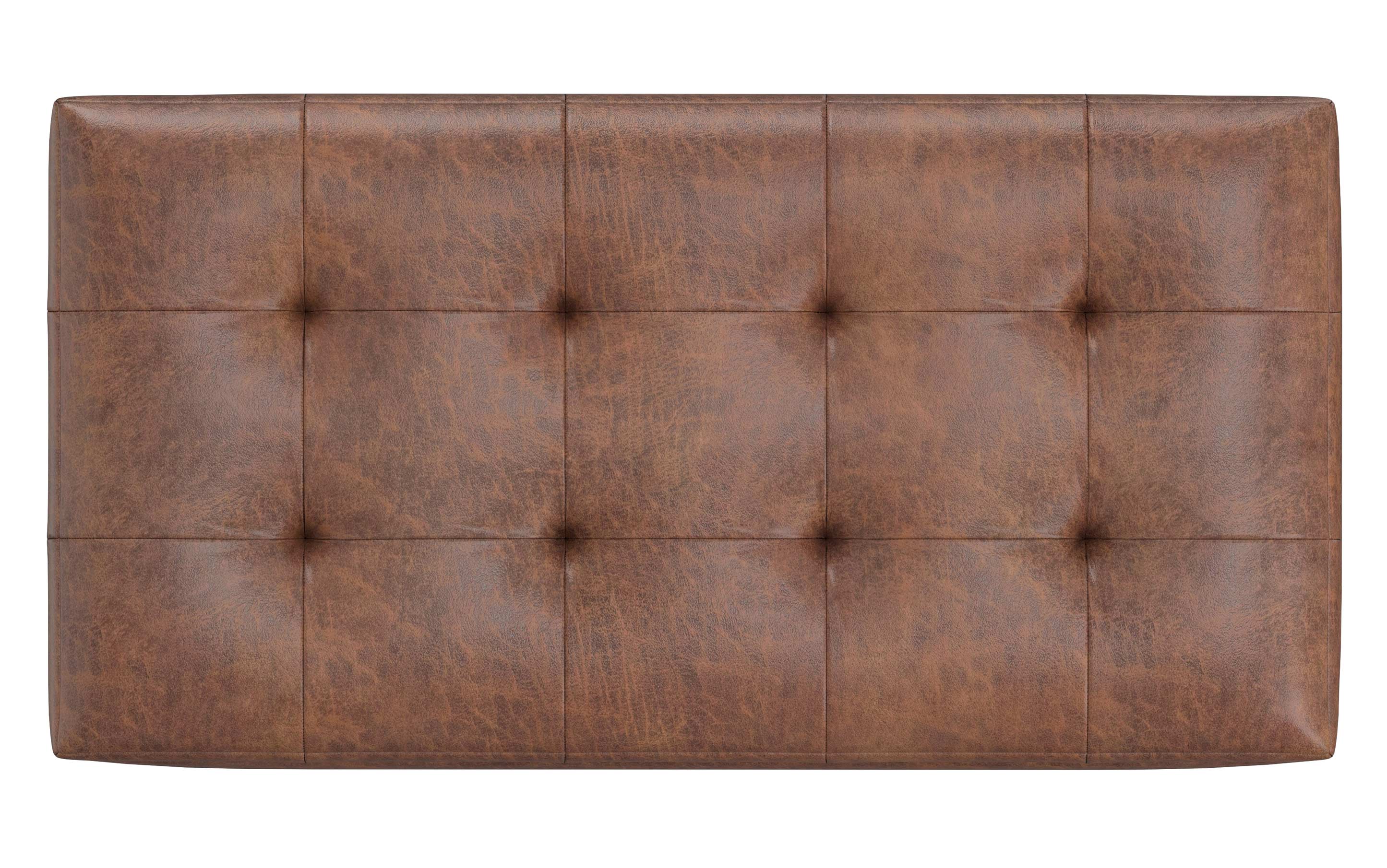 Cosmopolitan Storage Ottoman in Distressed Vegan Leather