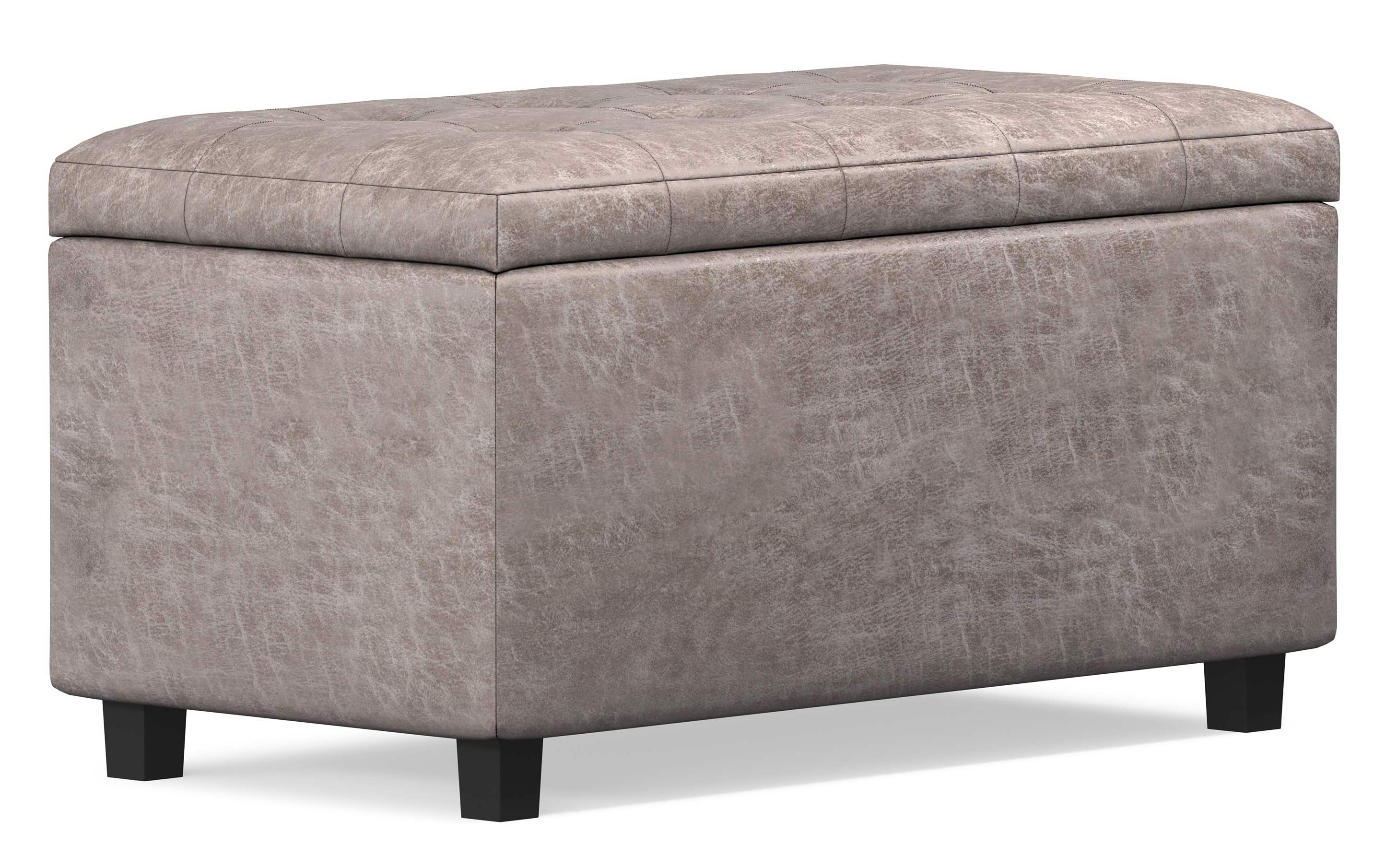 Cosmopolitan Storage Ottoman in Distressed Vegan Leather