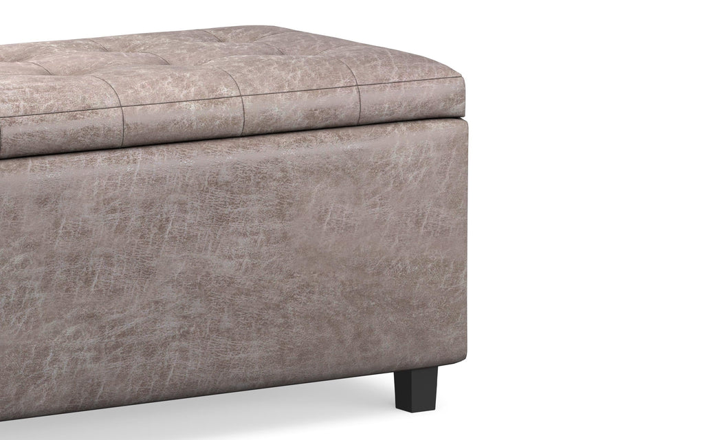 Cosmopolitan Storage Ottoman in Distressed Vegan Leather