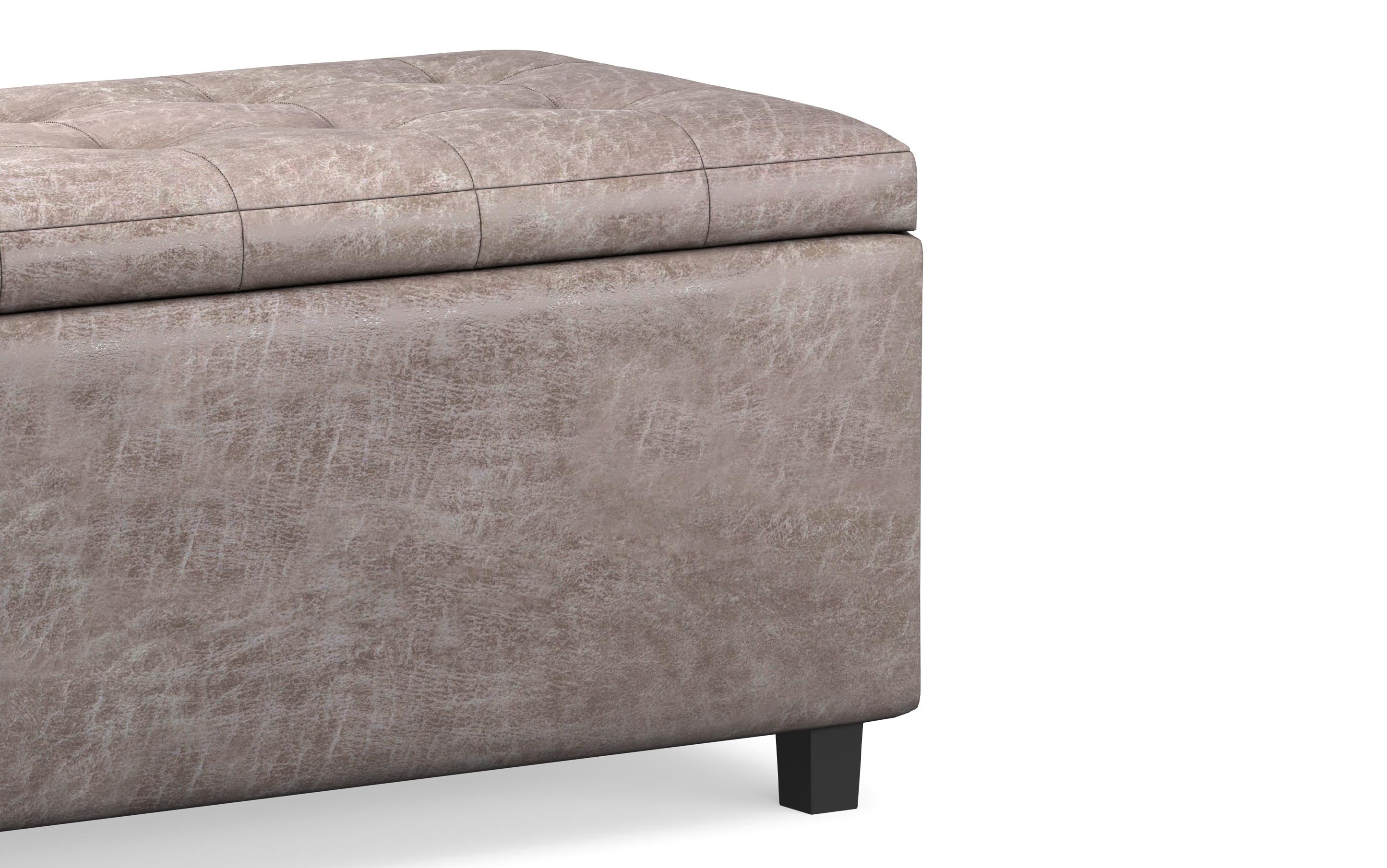 Cosmopolitan Storage Ottoman in Distressed Vegan Leather