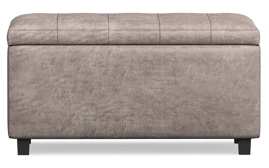 Cosmopolitan Storage Ottoman in Distressed Vegan Leather