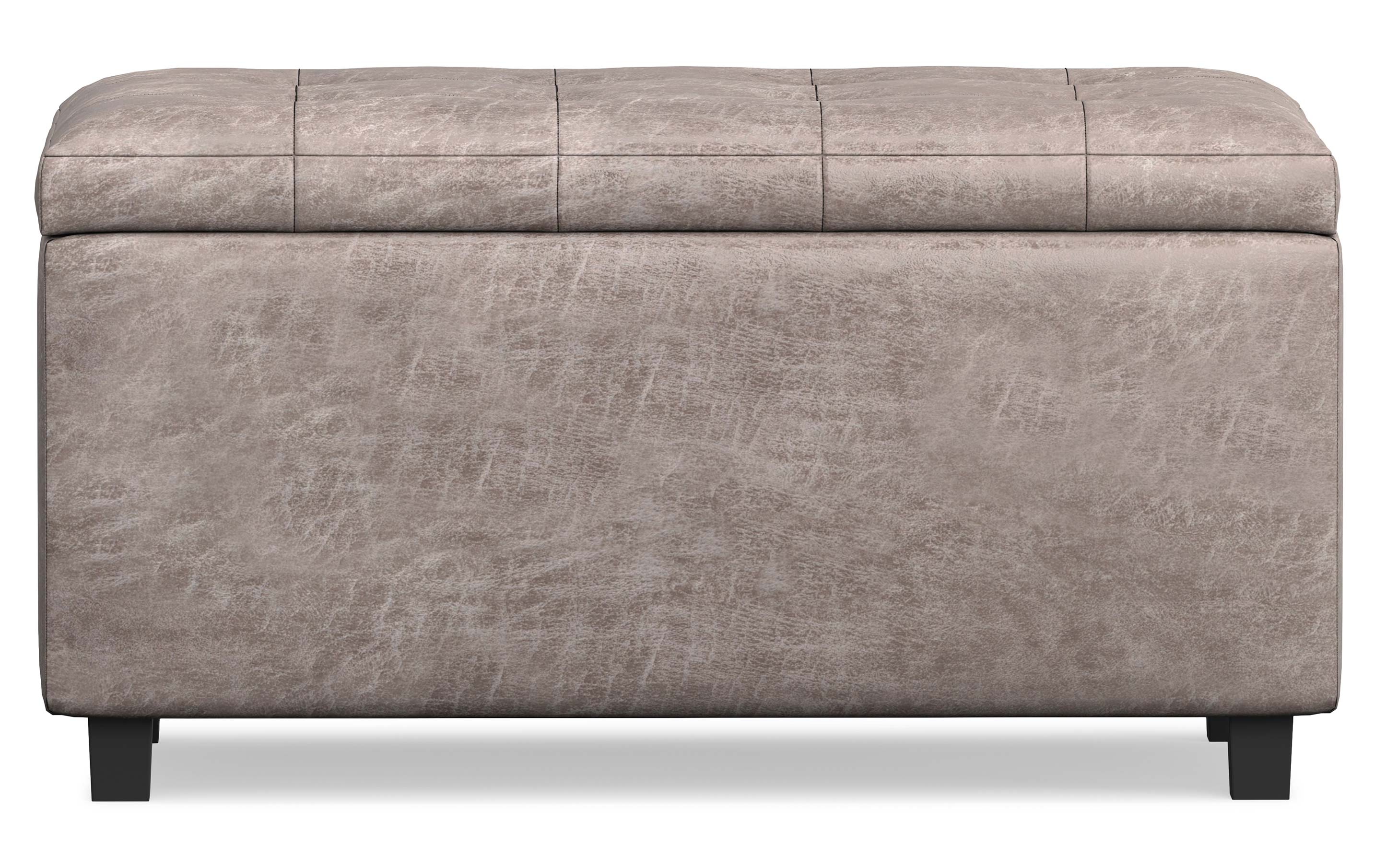 Cosmopolitan Storage Ottoman in Distressed Vegan Leather