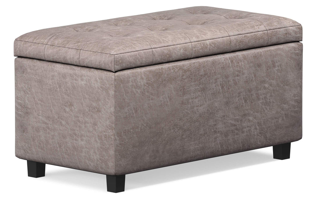 Cosmopolitan Storage Ottoman in Distressed Vegan Leather