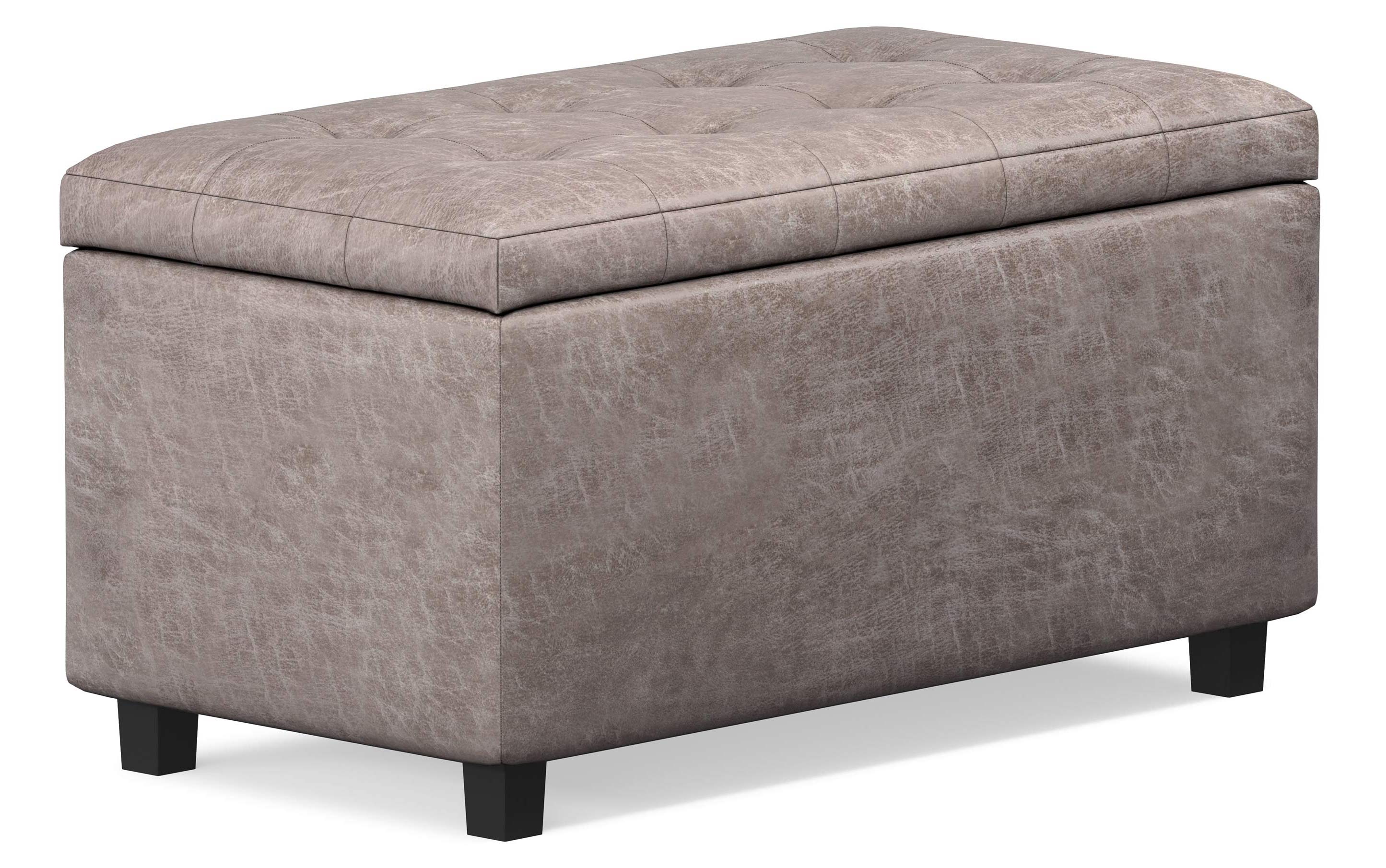 Cosmopolitan Storage Ottoman in Distressed Vegan Leather