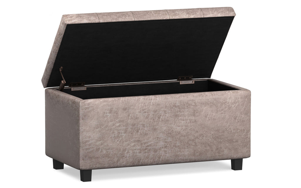 Cosmopolitan Storage Ottoman in Distressed Vegan Leather