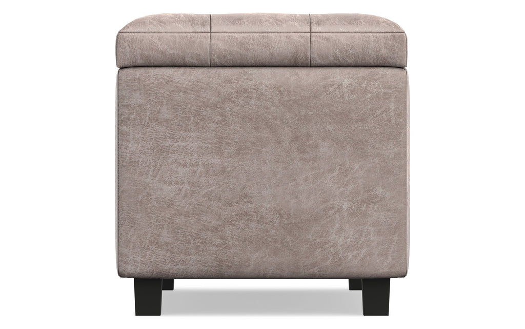 Cosmopolitan Storage Ottoman in Distressed Vegan Leather