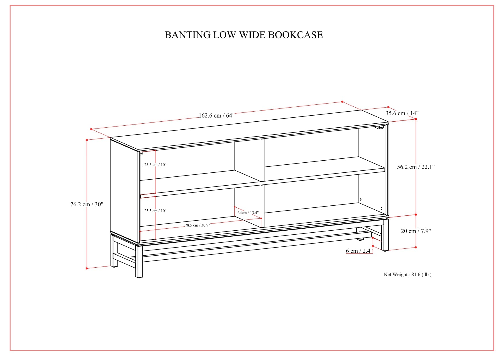 Banting Low Wide Bookcase